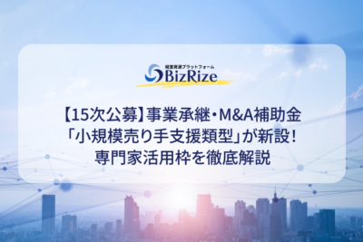 【15次公募】事業承継・M&A補助金 「小規模売り手支援類型」が新設！ 専門家活用枠を徹底解説