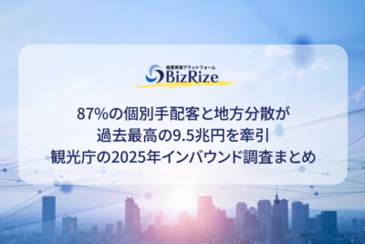 87%の個別手配客と地方分散が過去最高の9.5兆円を牽引 観光庁の2025年インバウンド調査まとめ